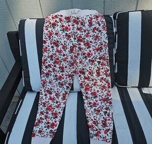 Janie and Jack Floral Sweatpants - Red and White
